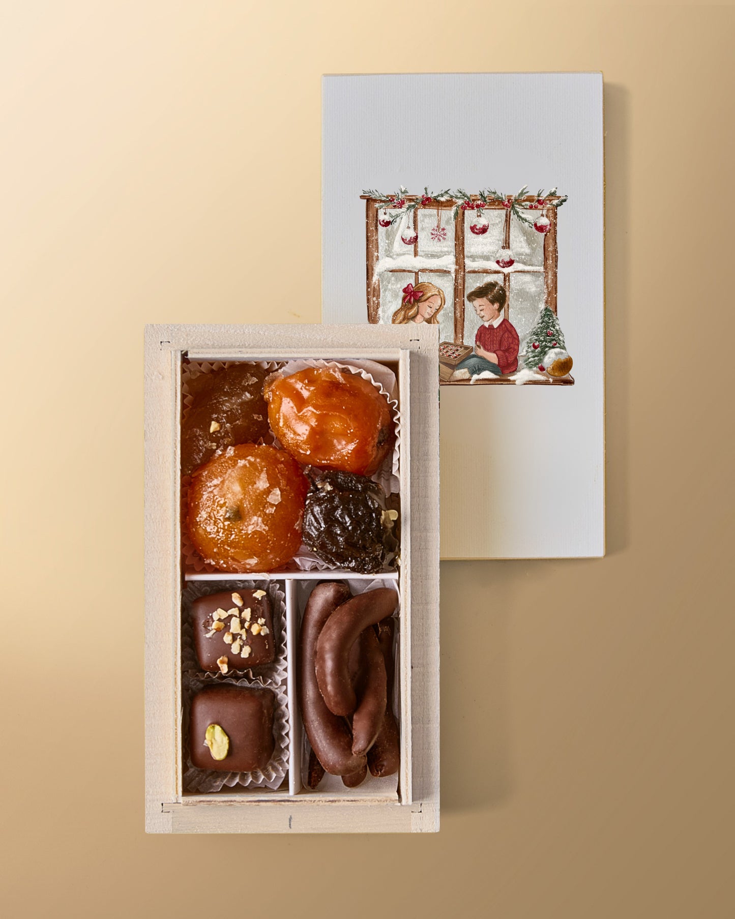 Christmas Casket with Candied Fruit, Chocolates, and Orange Peels