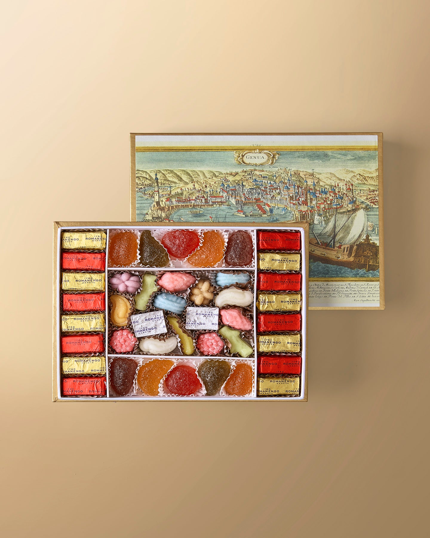 Box of Fondant and Chocolates with Velvet Trim