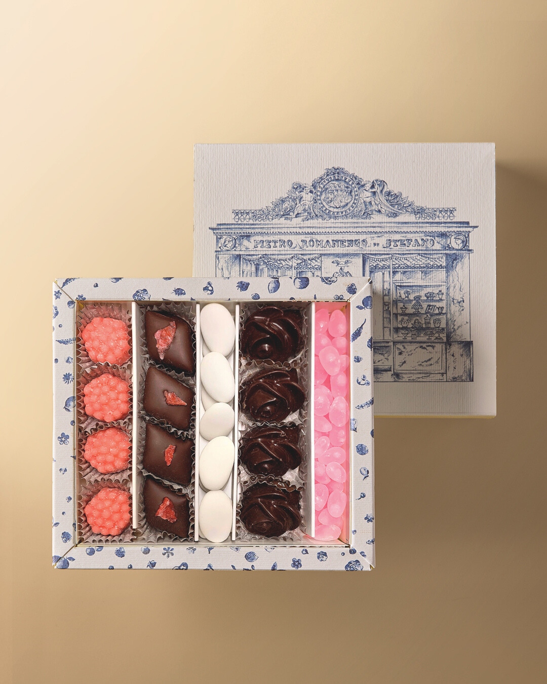 Chocolate, Rose, Almond and Raspberry packaging - ed. Mother’s Day